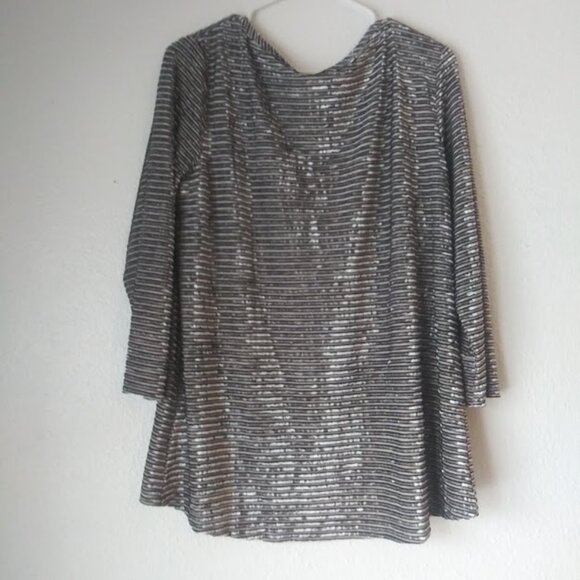 Jones New York women's size XL black and gray striped blouse - Picture 4 of 15